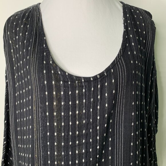 Ace & Jig Women's Black Metallic Long Sleeve Oversized Tunic Shirt Size Small - Picture 2 of 12